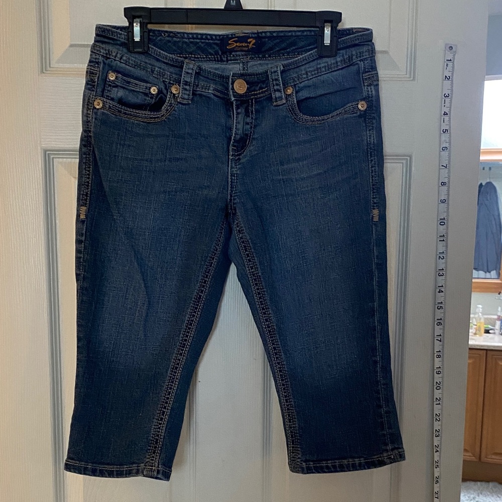 Seven7 Women's Dark Blue Cropped Jeans